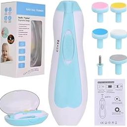 DENPLUS Baby Electric Nail Trimmer Set with 6 Grinding Heads, LED Light, Battery Operated, Blue and White-image-59