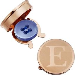 Rose Gold Button Cover Cufflinks for Men Initials Letter A-Z Formal Business Normal Shirt Initial E-picture-33