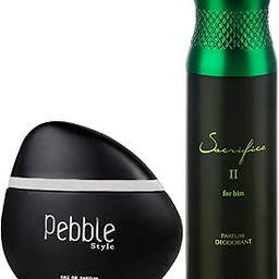 Maryaj Pebble Style Eau De Perfume Spicy Woody Perfume 100ml for Men and Ajmal Sacrifice II for Him Deodorant Fruity Aromatic Fragrance 200ml for Men FREE-picture-55