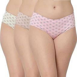 Hipster Panties for Women Mid Waist High Coverage Inner-Elastic Premium Ultra Soft Cotton Moisture Wicking Undies (Pack of 3) 13000-P-picture-36