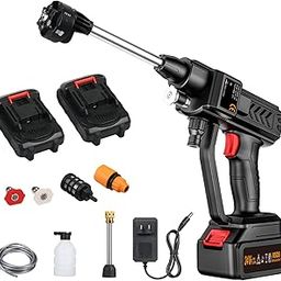 Aumotop Cordless Portable Pressure Washer, Electric High Power Washer 2 * 1500mAh Battery Powered, Handheld Power Cleaner Water Gun 2 Adjustable Nozzles Car Detailing, Fence, Floor, Plant Black-image-94