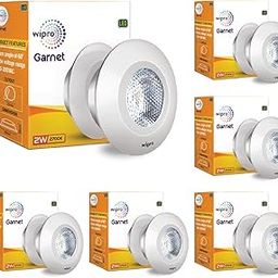 wipro Polycarbonate Garnet 2W Led Integrated Spotlight | Cool White (6500K) | Compact Design Ceiling Spot Light for Cabinets & Wardrobes | Cutout-33Mm | Pack of 6 --image-6