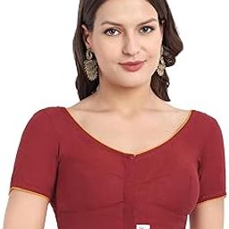 Women's Cotton Short Sleeve Plain Blouse-image-82