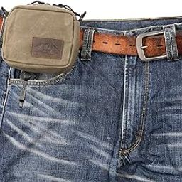 diodrio Belt Pouch for Men Women YKK Zippers EDC Pouch, Belt Bag Waist Pack for Hiking, Water Resistant, Waxed Canvas, Olive, Olive Small, Small-image-3