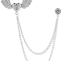 Shiny Angel Heart Pin Brooch Decorative Exquisite Hanging Chain Brooch Silver-image-43