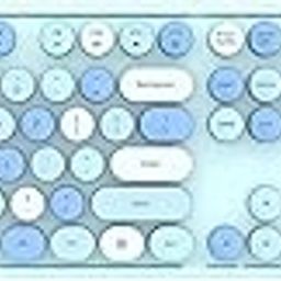 ELECTRO WOLF Vintage Combo Retro Wireless Keyboard & Mouse 2.4G Mixed Color Keyboard Mouse Set with Round Punk 104 Keycaps (Blue)-13