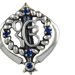Jewellery 925 Sterling Silver Ek Onkar Khanda Brooch Lapel Pins/Saree Pin with Blue Cubic Zirconia for Men and Women (Gift for Him/Her)-image-37