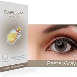 Bubble Pop Zero Power Colored Contact Lenses by Johnson & Johnson, Pastel Gray, Pack of 2 Lenses, Monthly Disposable-image-90
