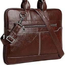 Men's Leather Laptop Bag, 15.6 inch, with Shoulder Strap, Brown-15