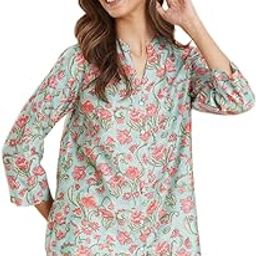 fabindia Green Cotton Silk Hand Block Printed Tunic-picture-20