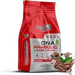 Muscle Garage DNA Anabolic Mass Gainer | High Protein Weight Gainer Powder for Muscle Growth & Recovery| With Creatine, BCAAs & Vitamins | 4.5 Kg (4.5 kg, COFFEE)-0