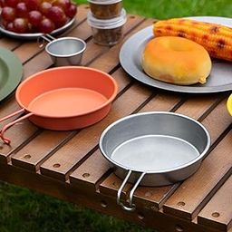 MERISHOPP Travel Cup Stainless Steel 280ml Multifunction Dish for Party Picnic Outdoor Orange| Camping Cookware Set | Outdoor Utensil Set-image-66