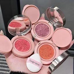 Gege Bear Sweet And Tender Air Cushion Blush | Lightweight and Creamy Formula for Cheeks | Cute and Buildable Makeup for Women | 3 Stunning Shades (02#Strawberry Sugar, 3.5g)-11