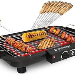 Curvescape 2000W Griller Barbeque Grill With Temperature Control Indoor and Outdoor Tandoor barbeque Grill - Stick Spatula_BBQ-image-94