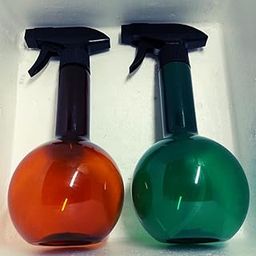 Spray Bottles, Set of Two Spray Bottles 400ml Each, Amber & Green Colour, Strong PET, with Trigger Spray, Two nos-23