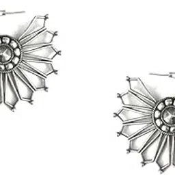dulcett Earrings For Women & Girls Oxidised German Silver Drop and Dangler Ethnic Style Silver Replica Earrings for Women & Girls-picture-38