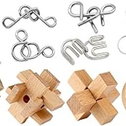 PATPAT® 12 Pack Brain Teaser Puzzles for Teens Adults Older Kids, Basket Stuffers Ideas, Wooden Metal Brain Puzzles Games-25