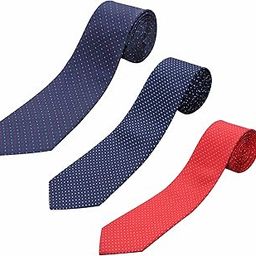 Men's/Boys NECKTIE Micro Fibre Polka Print Combo of 3 (Red, Blue and Dark Blue) Dotted-image-80