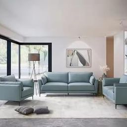Italian Leather Couch Set Light Blue 321 Seaters Living Room Sofas Set Furniture for Home Luxury Leather-image-21
