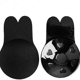 Sticky Adhesive Silicone Rbbit Shape Nipple Covers Waterproof Reusable Ultra Thin Nipples Covers Pack of 2 Pcs (Black)-10