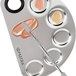 Matra Professional Makeup Mixing Palette (Round) - Stainless Steel Makeup Mixing Plate with Spatula Tool & 5 Dips - Cosmetic Makeup Blending Tray for Foundation, Eye Shadow, Lipsticks & Nail Art-17