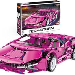 TOYSMAX Tech-Storm Sports Car Building Blocks Set – 929 PCS DIY Pink Racing Car Construction Toy for Kids Ages 6+ | Supercar Model Kit Compatible with Major Brands-image-27