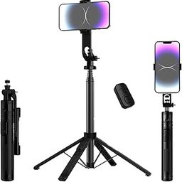 Amazon Basics Selfie Stick | 132 cm (52inch) Extendable | Non-Slip Quadripod Base | Compatible with Mirrorless/Action Camera, Ring Light, Gopro | Bluetooth Remote, Ideal for Selfies, Vlogging, Black-2