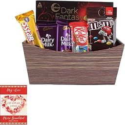 SFU E Com Multipurpose Basket With Chocolates | Valentine Chocolate With Love Greeting Card | Valentine Chocolate Hamper | 887-94