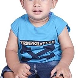 Baby Boys Sleeveless Cotton T-Shirt (6months-12months) Blue-image-60
