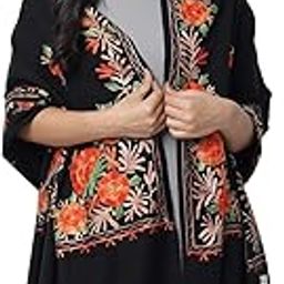 The MadhuSudan Gallery Women's Woollen Embroidered Kashmiri Shawl/Stole Wrap-image-83