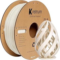 Kretrum PLA Filament 1.75mm 3D Printer Filaments Cardboard Spool Refills 1kg Widely Compatible for Most FDM 3D Printers Fits ELEGOO Anycubic FlashForge Creality Bambu Prusa ect. Ivory White-image-0