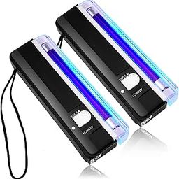 Dunzy 2 Pcs Handheld UV Black Light Torch Portable Blacklight LED UV Light Battery Operated Black Blacklight Counterfeit Bill Detector-21