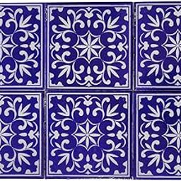 SHIV KRIPA Blue Pottery Floral Decorative Mosaic Wall Tiles (3 x 3 Inch 6 Set of Tiles) (Multicolor)-28