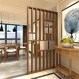 Australian Handicrafts- Hand Carved Wood Room Divider & Partition Panel Decorative Room Separator with Open Shelf Divider for Living Room Kitchen & Office Brown (72x48 Inch)-image-67