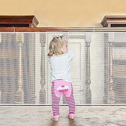 SNOWIE SOFT® Baby Safety Net for Balcony Baby Protection Stairway Safety Net Protector with 25 Nylon Ropes and 15 Plastic Buckle Safety Banister Stair Mesh for Baby Toddler Decent Mesh Fabric (White)-27