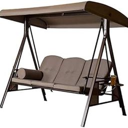 Design HUB1 Swing Chair 3 Seater | Garden Swing seat Brown | Outdoor Canopy Cushioned Outdoor Bench Bed Seat Hammock-63