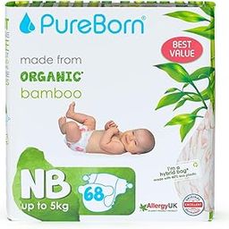 PureBorn Organic Natural Bamboo Baby Disposable Diapers-NB Size by Fratelli |Upto 5 Kg|68 Pcs|Assorted Print|Premium Super Soft| Maximum Leakage Protection|Eco Friendly Nappies|New Born Essentials NB-68s-image-87