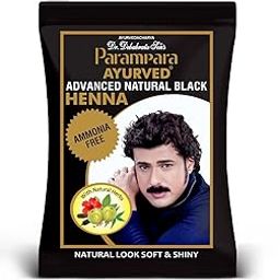 Parampara Ayurved Advanced Natural Black Henna Powder | Chemical Free | Men & Women | Herbal Hair Colour | Enriched with Coffee Methi Amla Bhringraj Hibiscus Shikakai Reetha | 20g Pack of 10 | 200g-image-4
