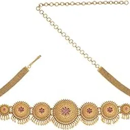 kushal's Fashion Jewellery Ruby Gold Polished Antique Belt With Adjustable Chain Best for Festive Season & Special Occasion - 431854-picture-2