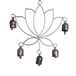 New Zummar House Handmade Lotus Chime with Copper Coated Kutch Metal Bells/Wind Chimes Bell/Gold Color Chime and Brown Bells-image-53