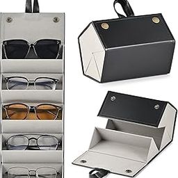 Travel Sunglasses Organizer, Foldable Travel Sunglass Case with Slots for Multiple Pairs, Portable Eyeglasses Holder Glasses Storage Box for Women Men Home Display Travel-2