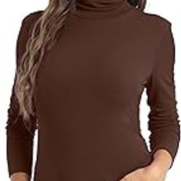 Women's Casual Long Sleeve Turtleneck Tops Slim Fit Lightweight Base Layer Shirts-image-19