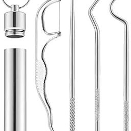 NIDAN Teeth Cleaner Portable 5 Pieces Toothpicks Pocket Set Tooth Pimple Cleaner Tool with Storage Tube & Toothpick Floss for Outdoor Picnic and Camping-image-26