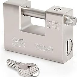 ABOUT SPACE Heavy Duty Padlock with 4 Keys - 1 kg Hardened Steel Security Padlock with Anti Drill & Pick Cylinder Security Shackle Chain Lock for Garage,Door,Containers,Shutter,Locker,Warehouse,Gates-0