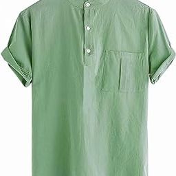 Men's Cotton Half Sleeve Short Kurta Shirt with Traditional Collar Kurta-picture-21
