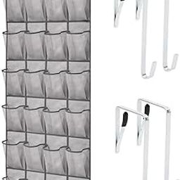 FEBLICH 24 Pocket Over The Door Hanging Shoe Organizer, Storage Rack Behind Door Nails Free With Hooks To Hang For Space Saver At Home-picture-10