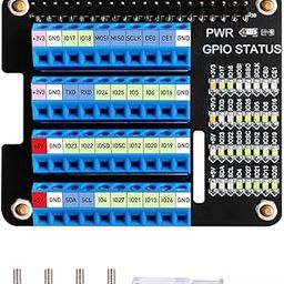 GeeekPi Raspberry Pi GPIO Screw Terminal Block Breakout Board HAT with GPIO Status LED, Raspberry Pi GPIO Expansion Board Breakout Module for Raspberry Pi 4B/3B+/3B/2B/B+/Pi Zero W/Pi Zero 2 W-7