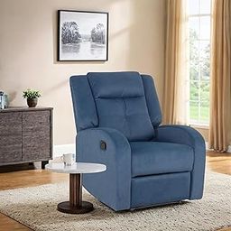 Peachtree Albeta Manual Recliner - 3 Year Warranty, Blue | 1 Seater Chair Sofa | 3 Modes of Comfort | Mango Wooden Frame with Suede Fabric | Single Seater Sofa Recliner for Living Room Bedroom-image-60