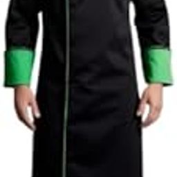 KV Premium Designer Black Color Chef Coat for Men | Green Piping and Black Buttons | Full Sleeves Chef Coat With 2 Pocket | Long chef Coat (IN, Alpha, 2XL, Regular, Long, Black)-image-76