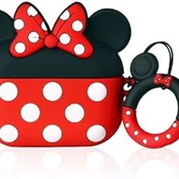 Oboe Silicone Case Compatible with Apple AirPods Pro Charging Case Protective Skin 3D Cute Cartoon Minnie Design Shockproof Case Cover with Anti-Lost Keyring [AIRPODS & Charging CASE NOT Included]-picture-5